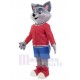Disfraz de mascota lobo Animal en Chaqueta de béisbol roja