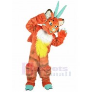 Long-horned Orange Wolf Mascot Costume Animal