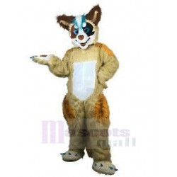 Blue Eyes Brown Wolf Mascot Costume Animal