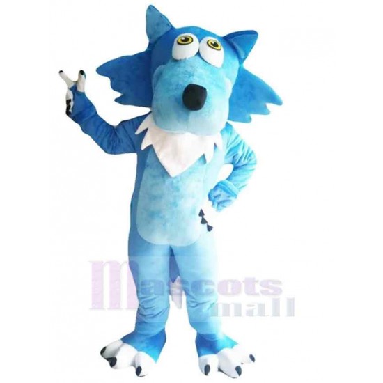 Cartoon Blauer Wolf Maskottchen Kostüm Tier