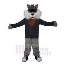 Grauer Wolf mit Schutzbrille Maskottchen Kostüm Tier
