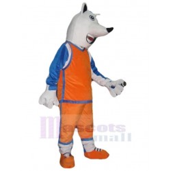 Loup Blanc Sportif Costume de mascotte Animal
