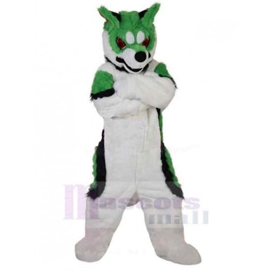 Angry Green Wolf Mascot Costume Animal