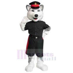 Smiling Police Wolf Mascot Costume Animal