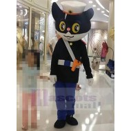 Cool Black Cat Sheriff Mascot Costume Cartoon