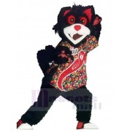 Chat noir Porter une chemise entièrement imprimée Costume de mascotte Animal