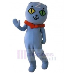 Blue Persian Cat Mascot Costume Animal with Red Collar