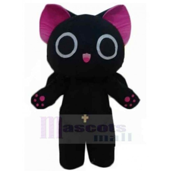 Black Cat Mascot Costume Animal with Cross Pendant