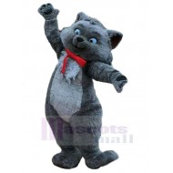 Chat gris drôle de bande dessinée Costume de mascotte Animal