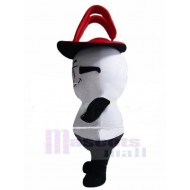Manager der weißen Katze Maskottchen Kostüm Tier mit roter Hut