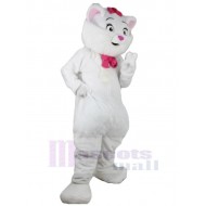 Bonito gato blanco Disfraz de mascota animal con corbata rosa