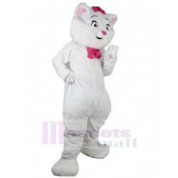 Bonito gato blanco Disfraz de mascota animal con corbata rosa