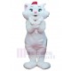 Joli chat blanc Costume de mascotte Animal avec cravate rose