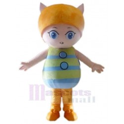 Cartoon Cat Girl Mascot Costume Animal with Blue Eyes