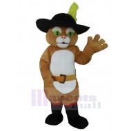 Green Eyes Brown Cat Mascot Costume Animal with Boots