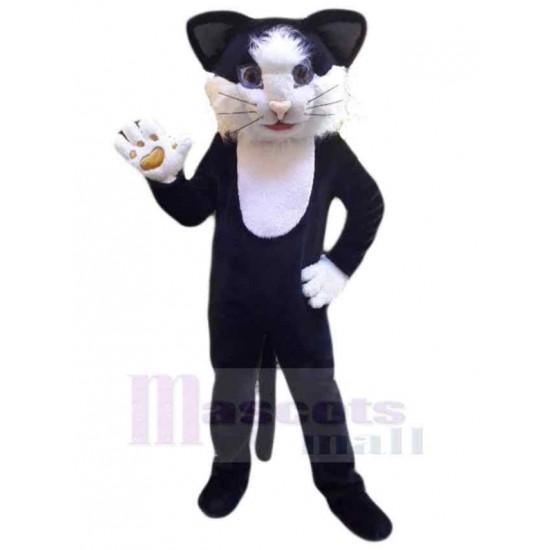 Cool Black and White Cat Mascot Costume Animal Adult