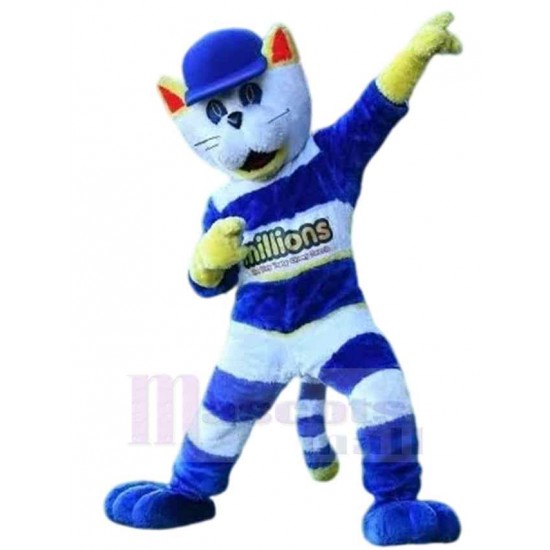 Cappie le chat Costume de mascotte Animal avec chapeau bleu