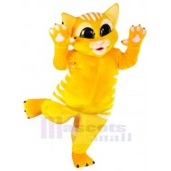 Chat jaune heureux Costume de mascotte Animal