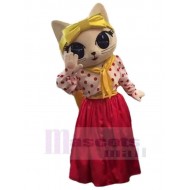 Red Long Dress Cat Mascot Costume Animal