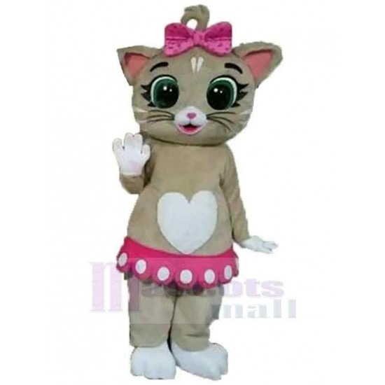 Lindo gato Disfraz de mascota animal con lazo rosa