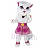 Weiße Haustierkatze Maskottchen Kostüm Tier mit rosa Rock