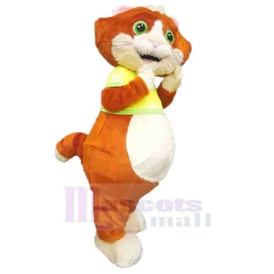 Orangefarbenes Katzenplüsch Maskottchen Kostüm Tier mit Großer Bauch