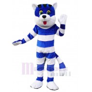 Blau-weiß gestreifte Katze Maskottchen Kostüm Tier