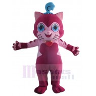 Pink Smiling Fuchsia Cat Mascot Costume Animal