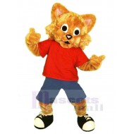 Funny Sport Cat Mascot Costume Animal in Red T-shirt