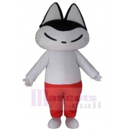 Chat noir et blanc Costume de mascotte Animal en pantalon rouge