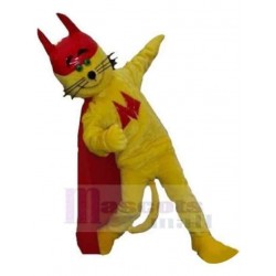 Gato amarillo superhéroe Disfraz de mascota animal