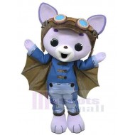 Lila Katze Maskottchen Kostüm Tier mit Fledermausflügeln