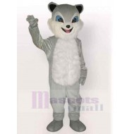 Smiling Gray Civet Cat Mascot Costume Animal