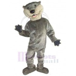 Comical Gray Cat Mascot Costume Animal with Small Eyes