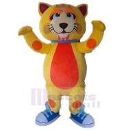Cute Yellow Cat Mascot Costume Animal with Orange Belly