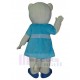 Chat blanc Costume de mascotte Animal avec robe bleue