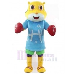 Gato amarillo Disfraz de mascota animal con guantes de boxeo