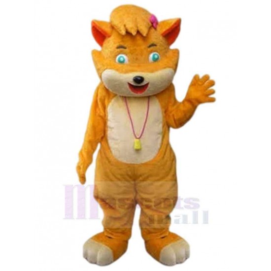 Gato naranja y beige Disfraz de mascota animal con ojos verdes