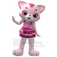 Pink And White Cat Mascot Costume Animal with Pretty Dress