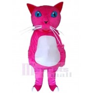 Chat rose aux yeux bleus Costume de mascotte Animal avec ventre blanc