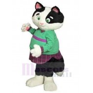 Fat Cat Mascot Costume Animal in Green Clothes