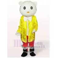 Hello Kitty Cat Mascot Costume Animal in Yellow Clothes