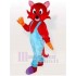 rote Katze Maskottchen Kostüm Tier in blauen Overalls