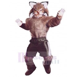 Strong Brown Muscle Bobcat Mascot Costume Animal Adult
