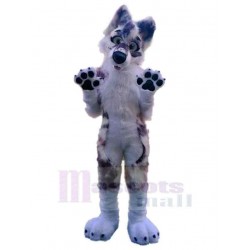 White and Brown Super Cute Wolf Dog Mascot Costume Animal