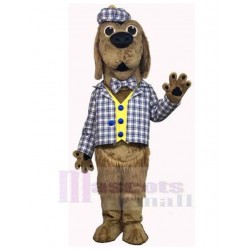 Superb Brown Dog Mascot Costume Animal in Plaid Shirt