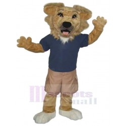 Brown Technology Dog Mascot Costume Animal in Dark Blue Clothes