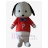 Petit Chien Chiot Blanc Costume de mascotte Animal en vêtements rouges