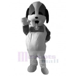 Cute White and Gray St. Bernard Dog Mascot Costume Animal