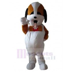 Cute White and Brown St. Bernard Dog Mascot Costume Animal